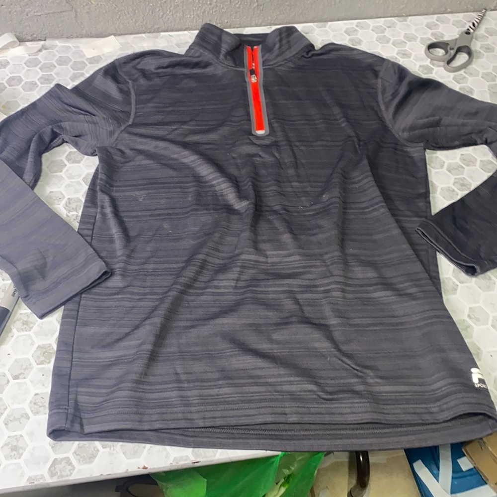 Fila Sport Medium Gray Red 1/4 Zip Up Athletic Pull Over